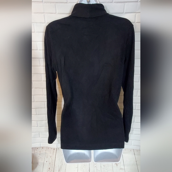 Uniqlo Lightweight Black Fleece Turtleneck Long Sleeve Sweater - Picture 4 of 7